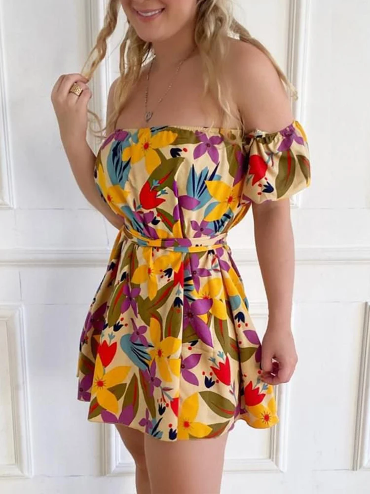 

Женское однотонное короткое вечернее Клубное платье на шнуровке, женское сексуальное элегантное мини-платье с открытыми плечами, повседне...