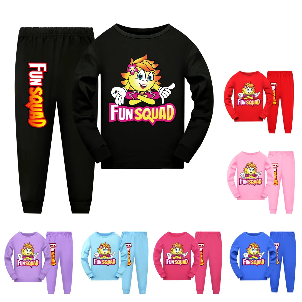 

Kids Pajamas Set Children Sleepwear Cartoon Fun Squad Gaming Pyjamas Pijamas Baby Boys Girls Top+Pants Cotton Nightwear