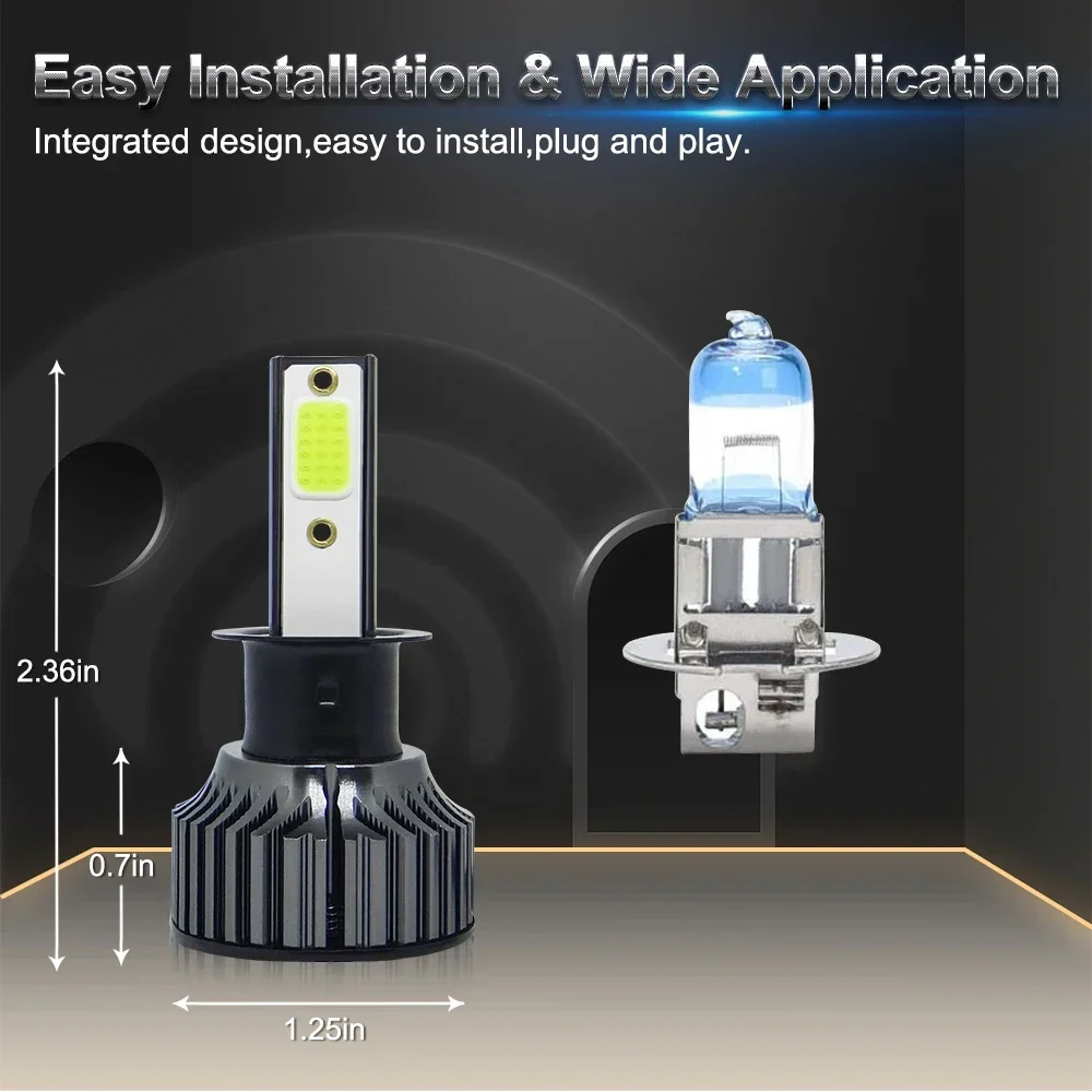 Ice Blue 8000K 3000K 6000K H7 светодиодный 12V H1 H3 H4 H11 880 881 H27 9006 лампы для фар автомобиля