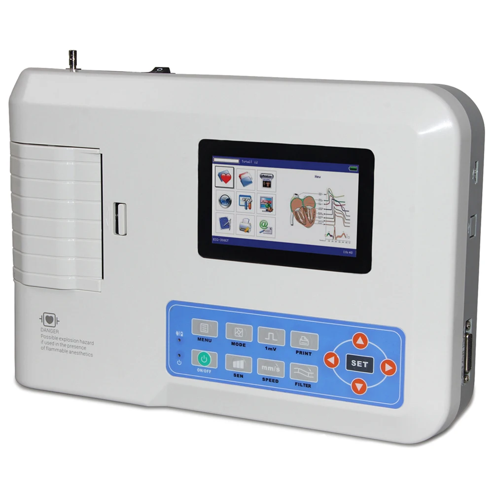 

CONTEC ECG Trabsmitter Portable 4.3 inch Touch Screen ECG EKG Machine 3 Channel 12 Lead Digital Elektrokardiograph