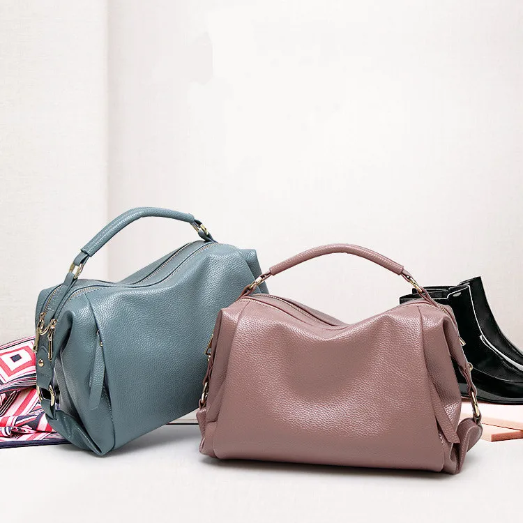 

2022 Korean Women Fashion Bag Large Capacity Handbag Messenger Shoulder Bag Soft Zipper Hand Bag Pu Leather High Quality