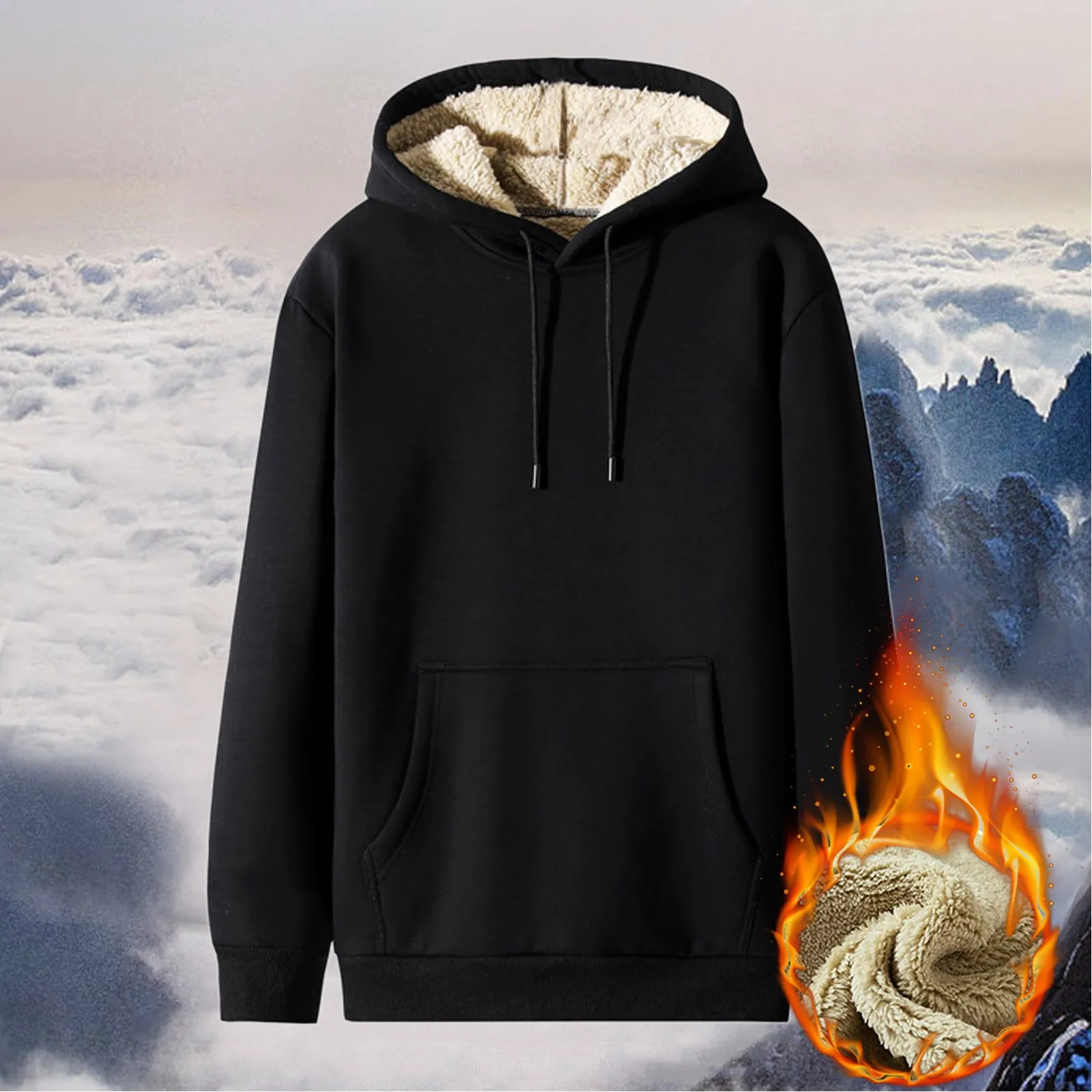 

Men'S Winter Fleece Jacket Casual Soft Warm Jacket Coat Pullover Hooded Solid Long Sleeve Solid Jackets Sweatshirt Dress For Men