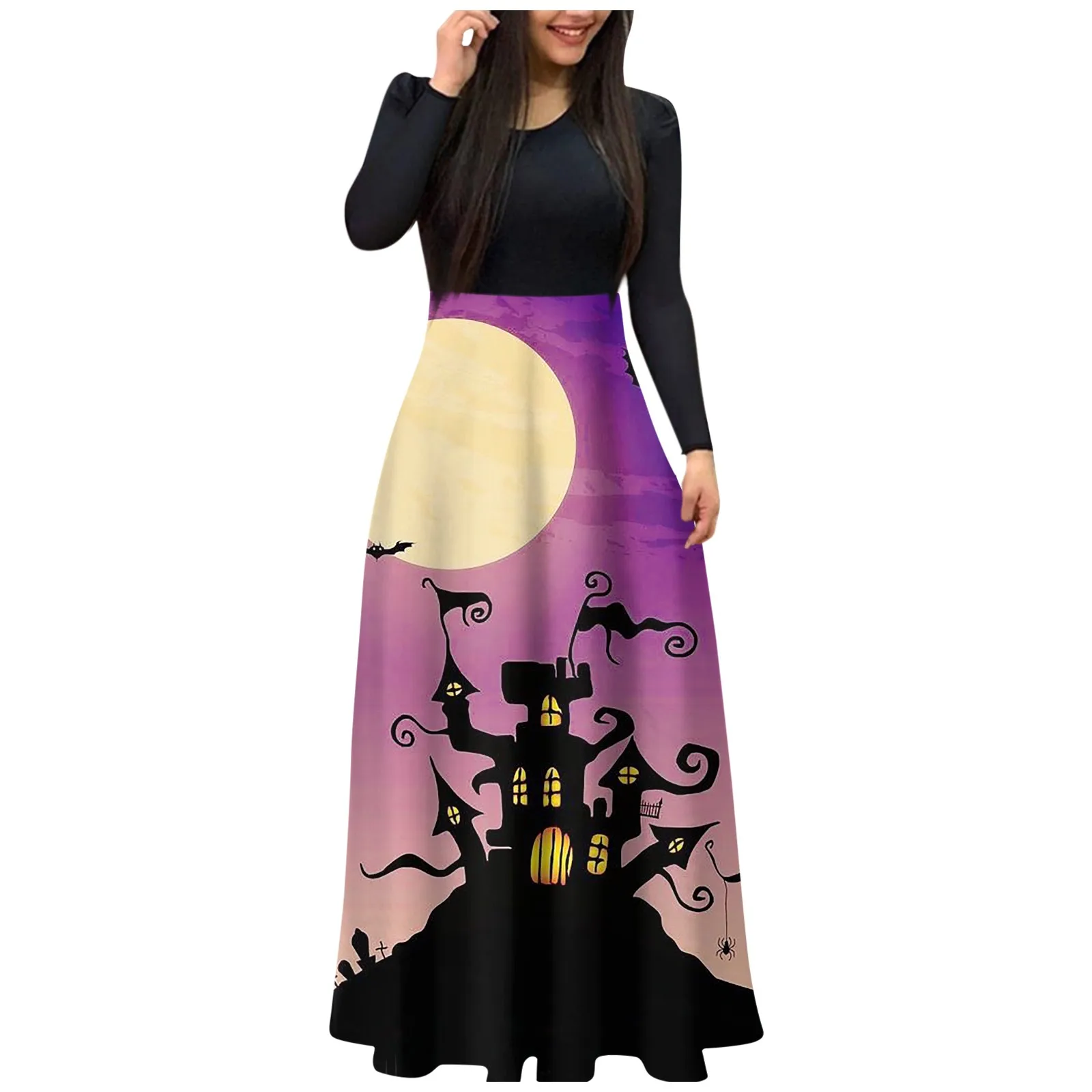 

Long Dresses Elegant Floor-Length Dress Winter 2023 Women Round Neck Long Sleeves Frocks For Womens Free Shipping Платье
