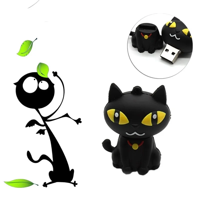 

NEW 128GB USB Flash Drive Cartoon Animals Pen Drive Usb Flash Thumb Memory Stick 32GB Cartoon Black Cat Pendrive 46GB