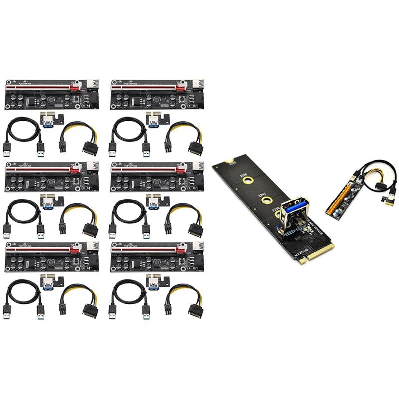 

Плата адаптера M.2-PCI-E X16 NGFF со слотом 6 шт., Райзер VER009S Plus PCI-E, адаптер 1X-16X