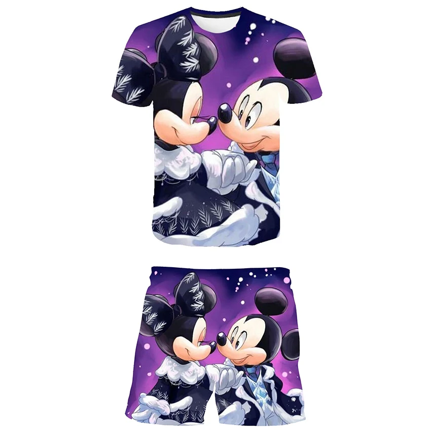 

Baby Kids Mickey Mouse Sets Girls Boys Fashion Disney Suit Summer Children Tops Tees + Short Pants 2pcs Children Clothing 4-14 Y