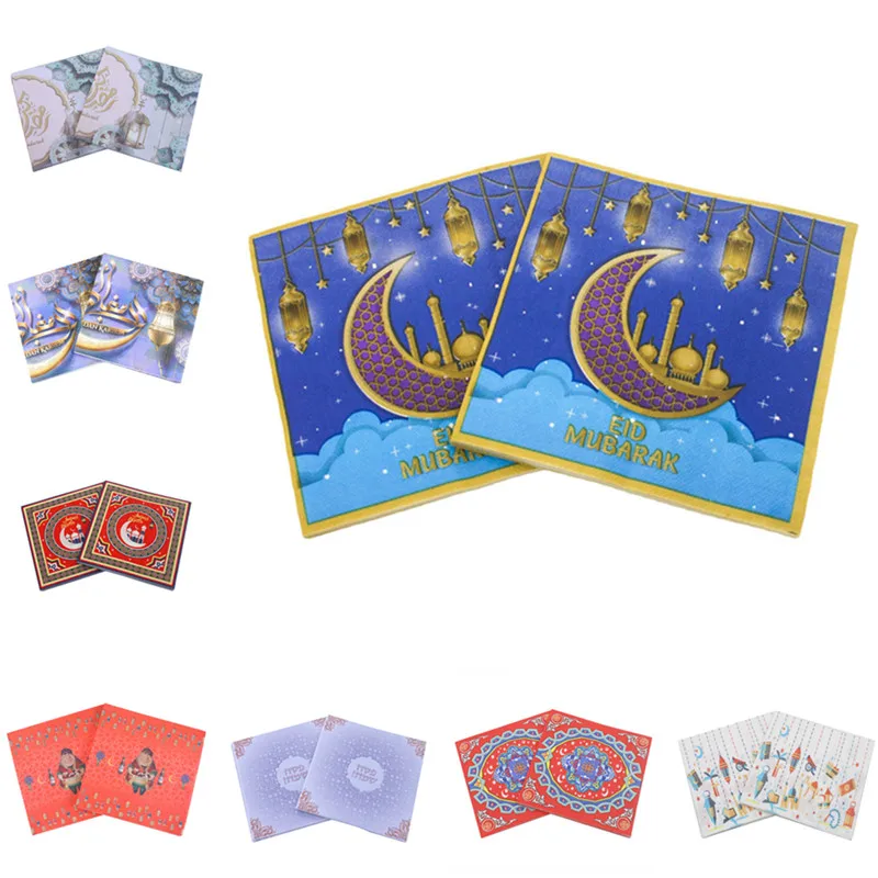 

20pcs Eid Mubarak Ramadan Decoration for Home Table Paper Napkin Muslim Eid Al-Fitr Hajj Ramadan Kareem Paper Facial Tissue