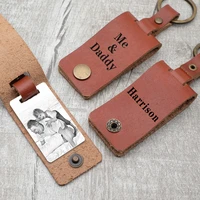 personalized leather keychain custom photo keychain customized picture key ring souvenir family gifts for dad mom