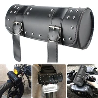 universal motorcycle front fork pu tool bag saddle bag storage pouch luggage handlebar leather large capacity