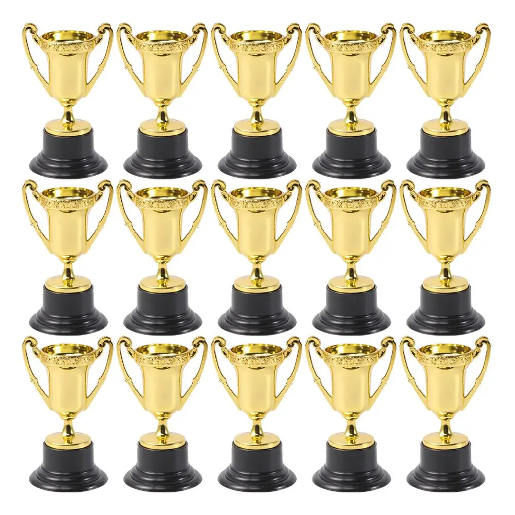 

10/12/24/30pcs Golden Mini Award Trophy Plastic Reward Prizes Kindergarten School Competition Rewarding Supplies