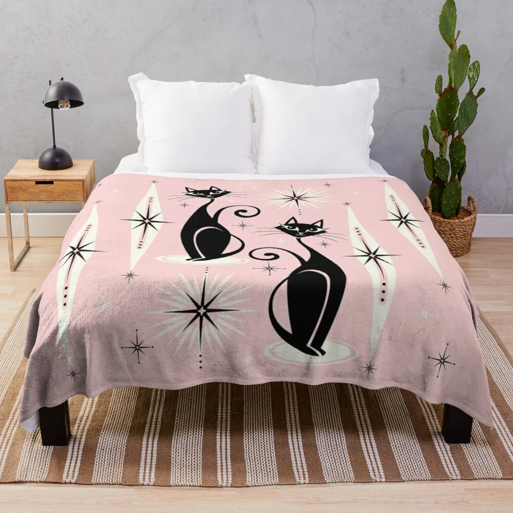 

Mid Century Meow Retro Atomic Cats LG studioxtine Throw Blanket sleeping bag blanket jacquard blankets ands