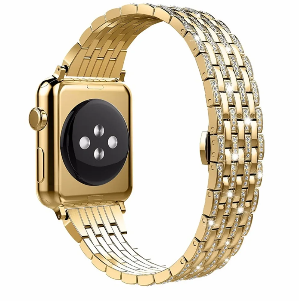 Stainless steel strap For Apple watch band 44mm 40mm 45mm 41mm diamond bracelet wrist iwatch series 7 6 5 4 SE 42mm 38mm correa