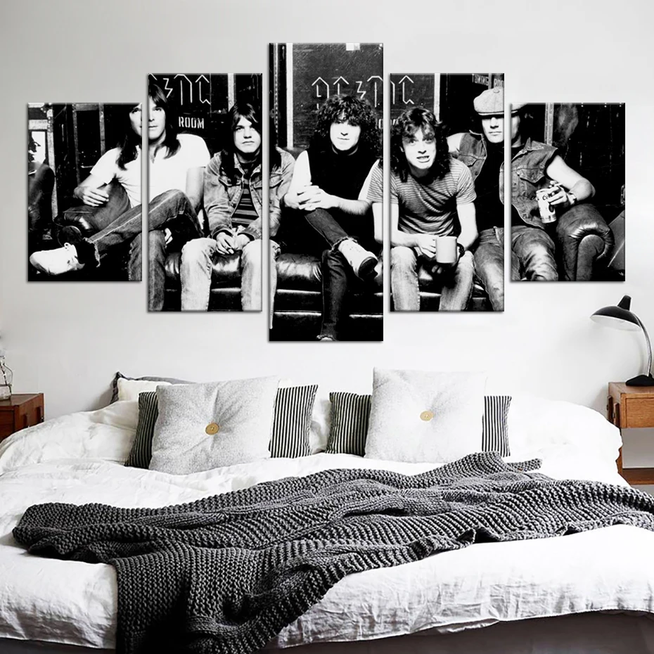 

Vintage Character Black and White 5 Panels HD Canvas Painting Posters Wall Art Print Pictures Living Room Interior Home Decor