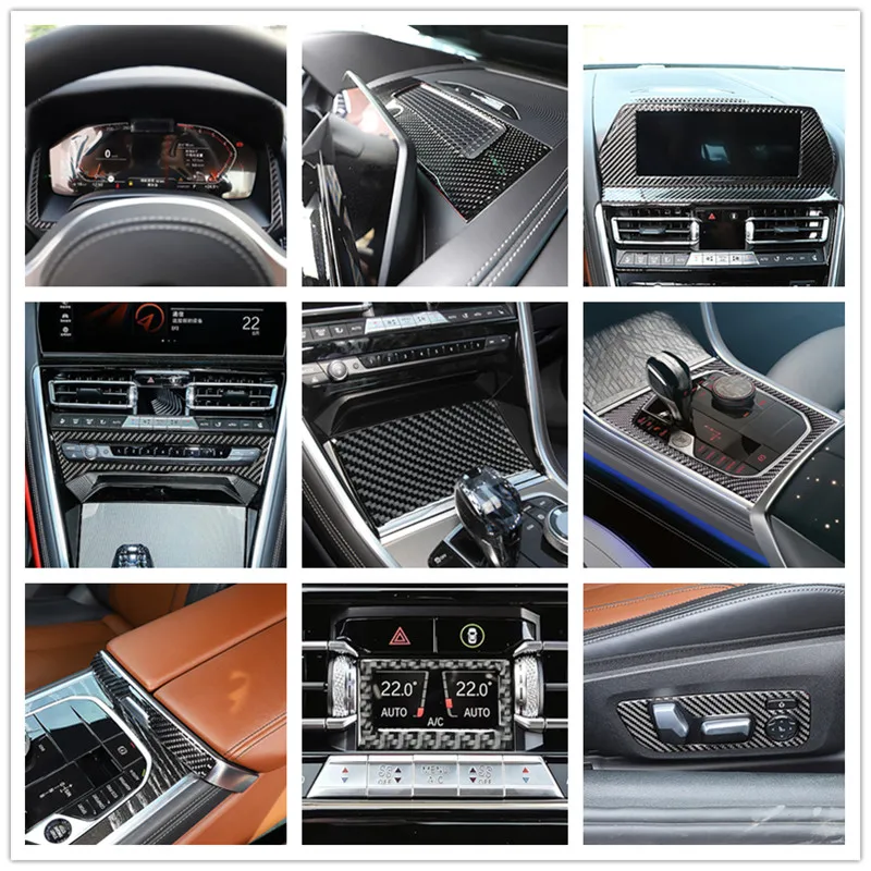 

Центральная консоль из углеродного волокна, декоративная рамка переключения передач для BMW 8 серии G14 G15 G16 2019-2023, автомобильный Стайлинг, отделка крышки навигации