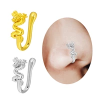 1pc crystal dragon fake nose ring butterfly non piercing clip on nose ring indian style nose cuff fake piercing septum nose