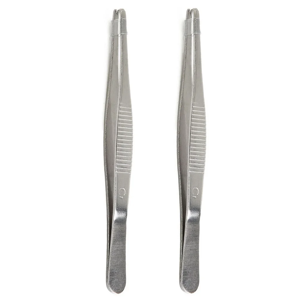 

Toothed Tweezers 140mm / 5.51Inch 2Pcs 2x Dressing Medical Needles Stainless Steel Silver Tissue For Dental Home