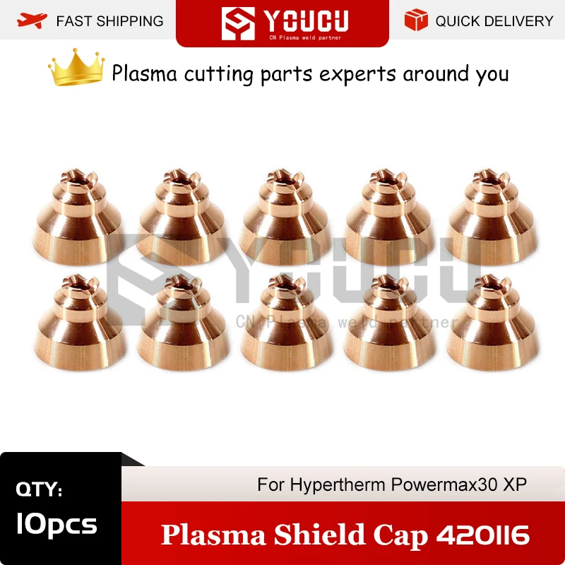 

YOUCU 10pcs 420116 Plasma Shield Cap For Hypertherm PowerMax30 XP Plasma Cutter Torch