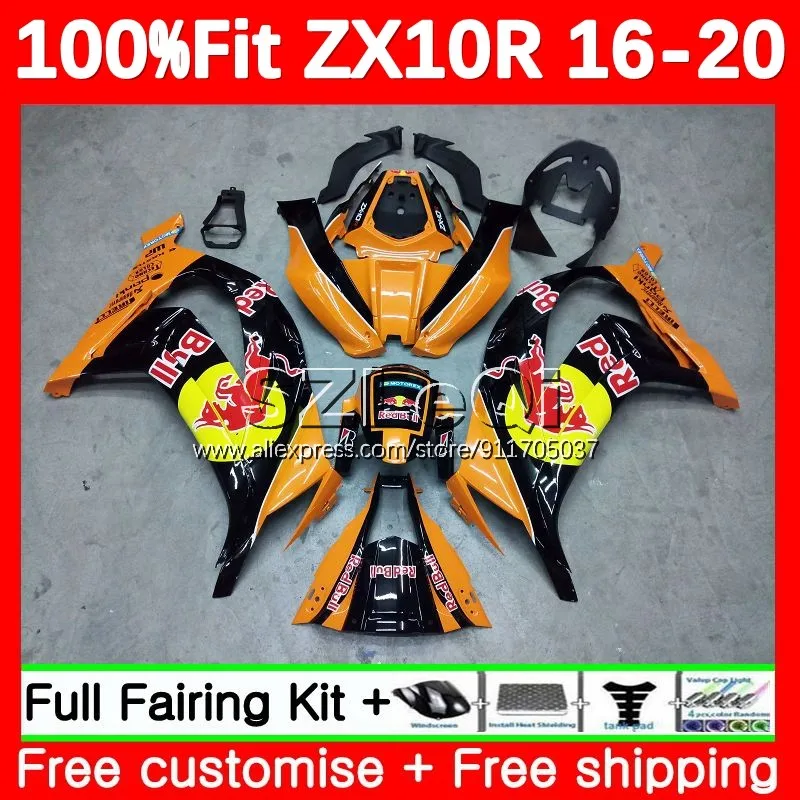 

Желтый красный корпус для KAWASAKI NINJA ZX 10 R 10R ZX-10R ZX10R 16 17 18 19 20 2016 2017 2018 2019 2020 обтекатель 112LQ.65