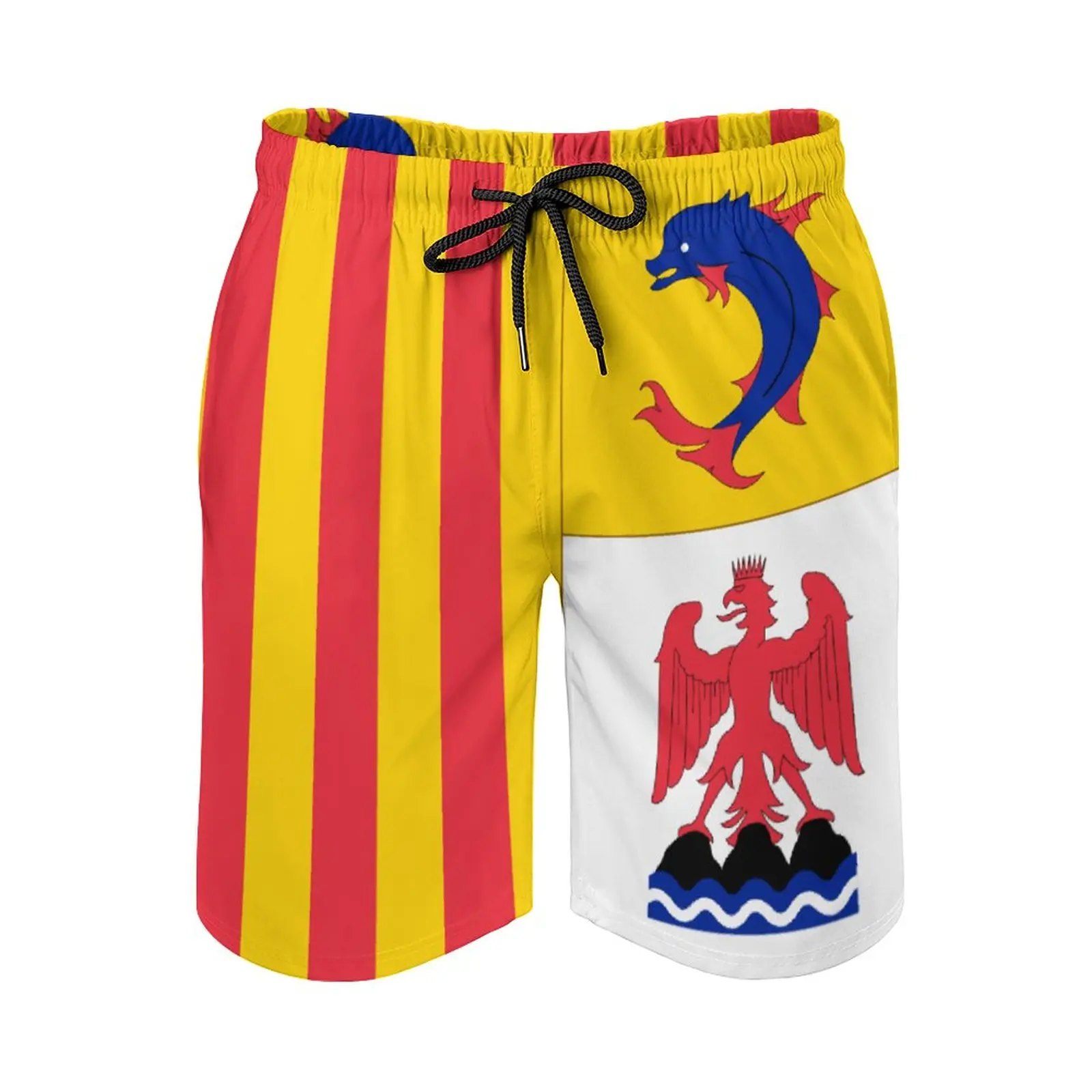 

Flag of Provence Alpes Côte D'Azur Anime CausalNovelty Adjustable Drawcord Breathable Quick Dry Men's Beach ShortsCasual Loose