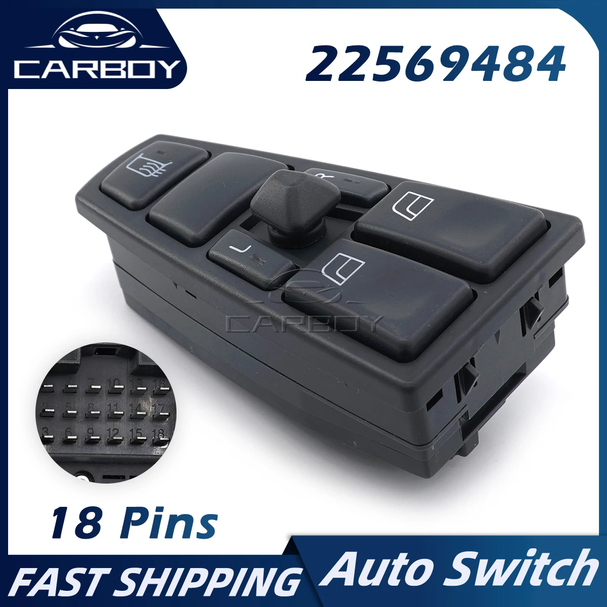 

22569484 21543896 Car Electric Power Window Rearview Mirror Control Switch Mirror Heating Button For Volvo Truck FM12 FH12