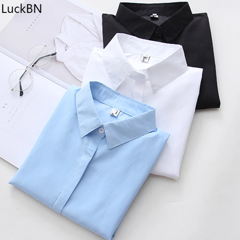 

Рубашка женская с длинным рукавом, белая, в Корейском стиле, свободная, формальная, повседневная, на весну и осень, 2XL, 2021