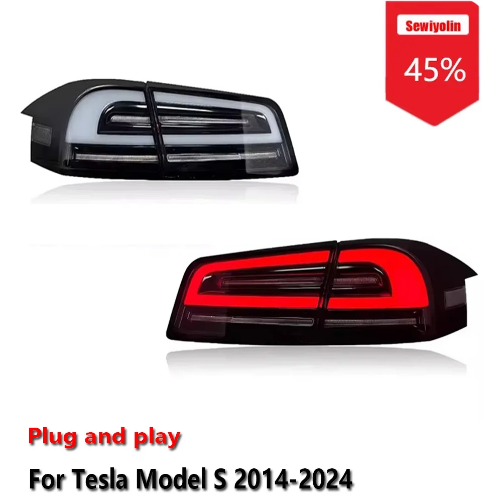 Фото Sewiyolin Автомобильные светодиодные задние фонари в сборе для Tesla Model S 2014-2024 Авто противотуманные DRL стоп-сигналы поворота Plug and Play №1