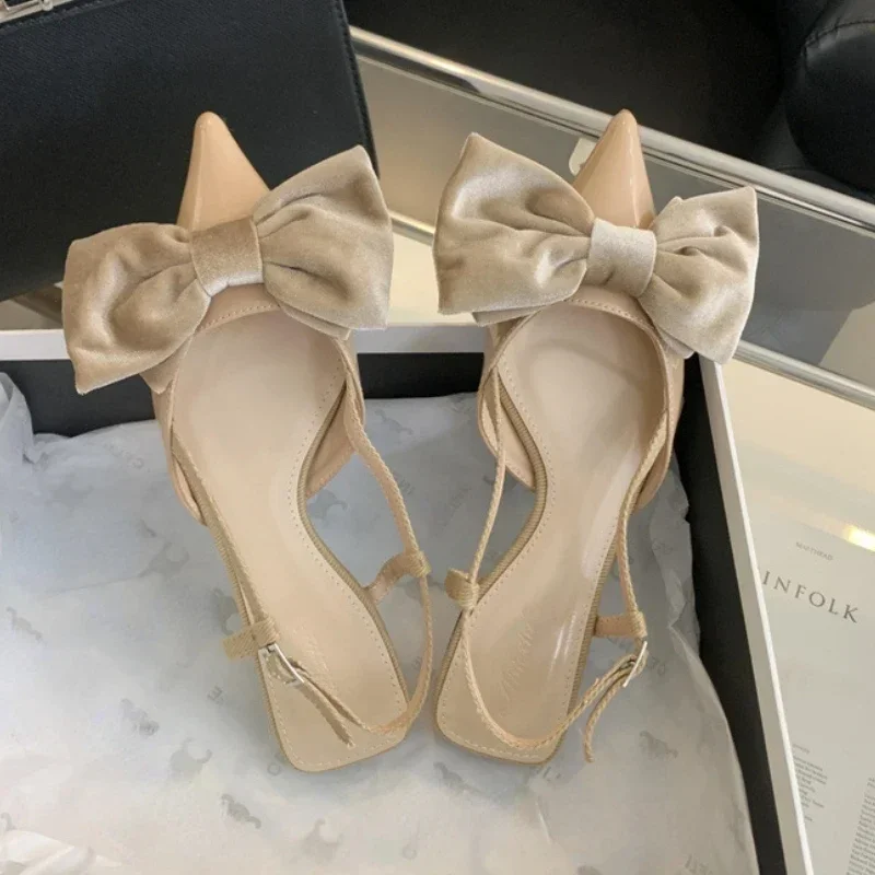 Босоножки женские с бантом-бабочкой заостренный носок модные сандалии на
