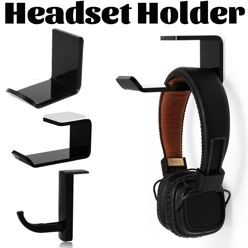 

Headphone Holder Stand Adhesive Wall Mounted Headset Hanger Wall Hook Under Desk Computer PC Monitor Earphone Display Rack Hook