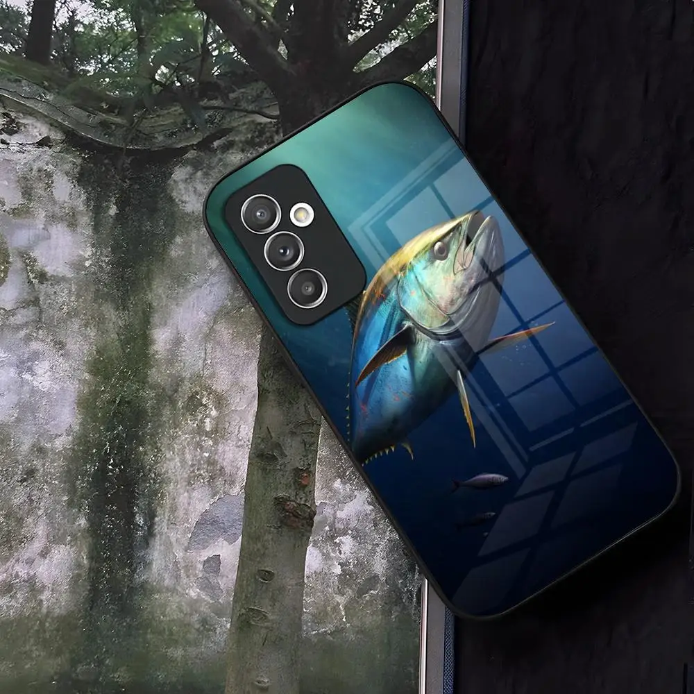 Чехол для телефона Shimano Fish Glass Samsung Galaxy S20 S25 S21 S22 S24 S23 Ultra Fe Plus A34 A54 A16 A24 A52 A53 M54 Coque