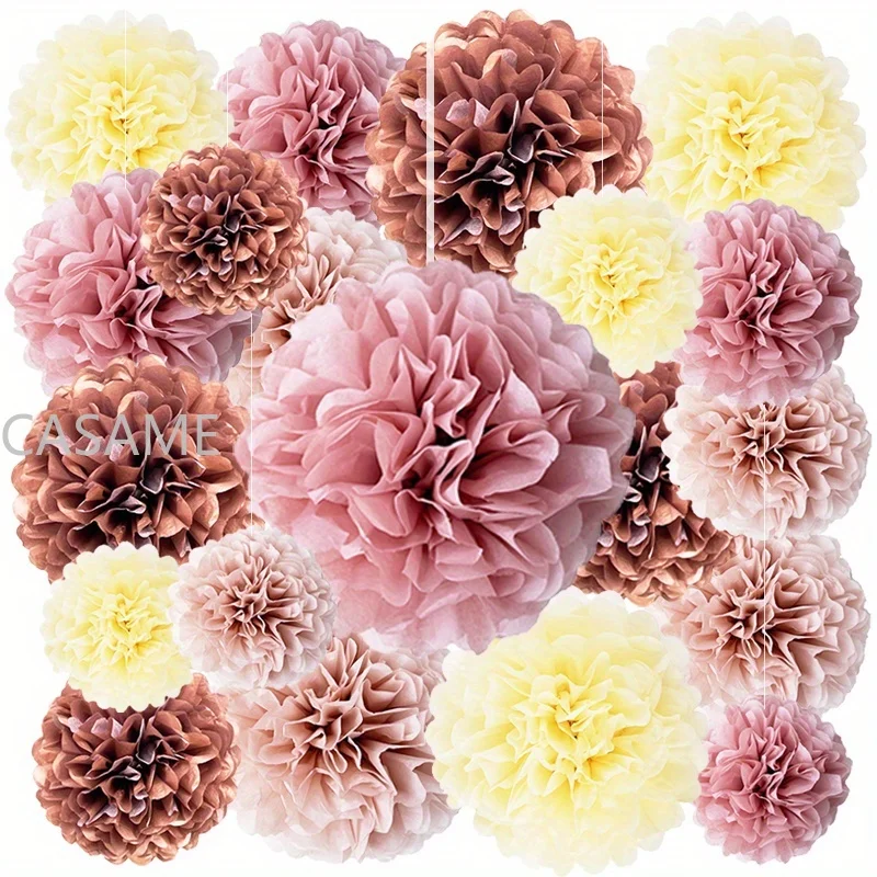 Искусственные помпоны из розового золота комплект 20 предметов