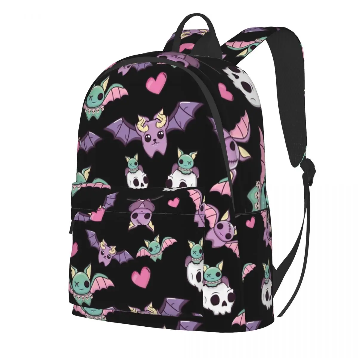 

Goth Bat Backpack Cute Skull Print Leisure Backpacks Teen Sport Print School Bags High Quality Rucksack