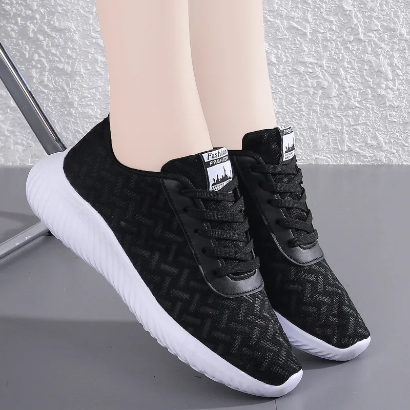 Loekeah Running Shoes For Women Lace-Up Fashion Casual Shoes Lightweight Mesh Breathable Sneaker Outdoor Jogging Footwear Tennis