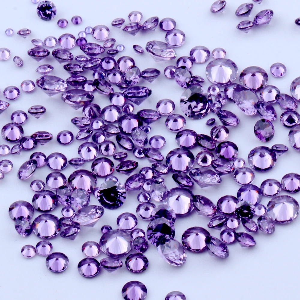 

100 шт 1 мм-4 мм 5А и смешанные размеры круглые бусины огранки CZ Камень Блестящий Фиолетовый Цвет кубический цирконий искусственные камни камень