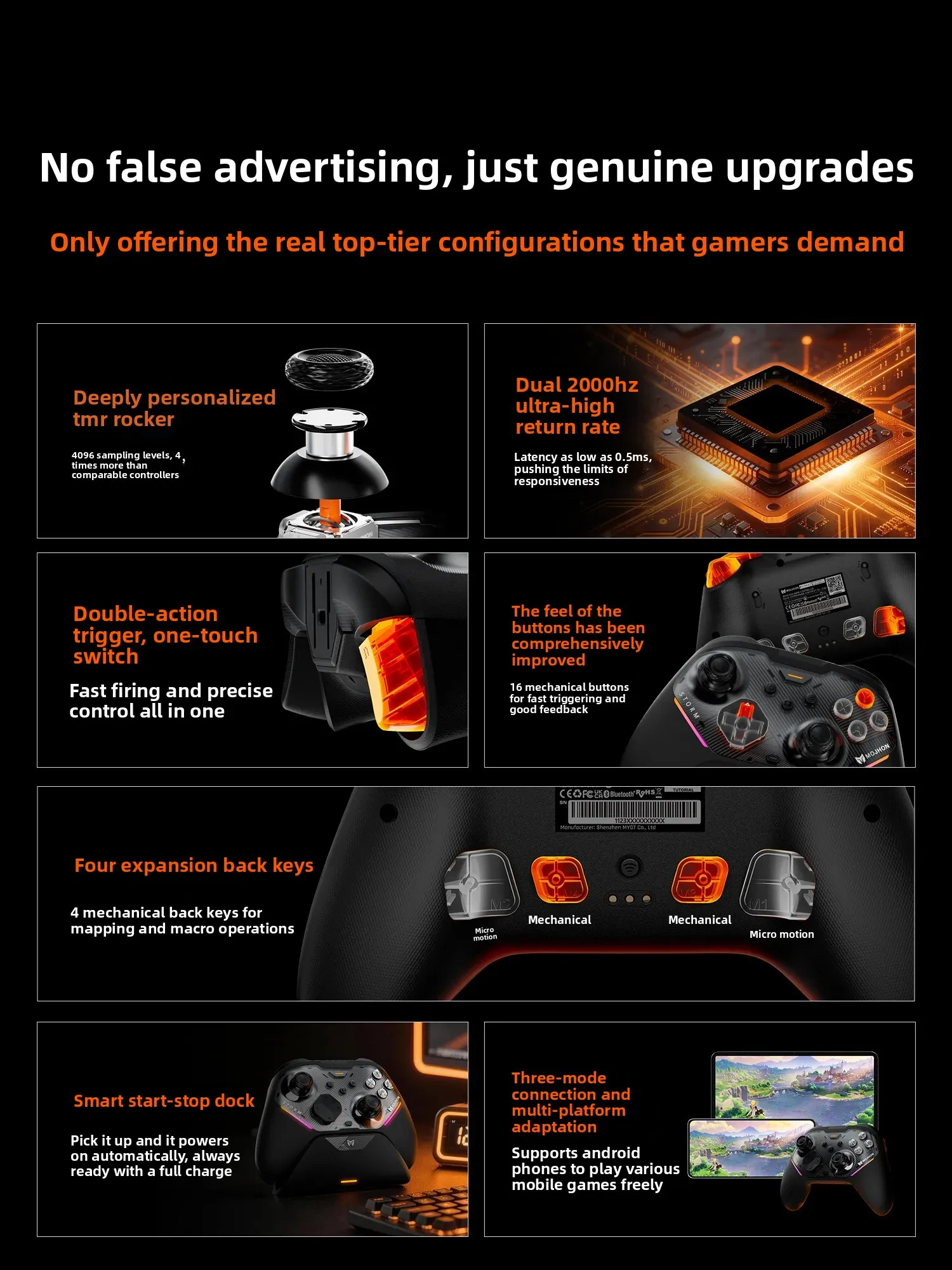 Фото Игровой контроллер BIGBIGWON Gale 2, беспроводной Bluetooth-джойстик TMR, игровой геймпад Apex Competitive Switch2 для ПК, Android, Mac, Steam №4