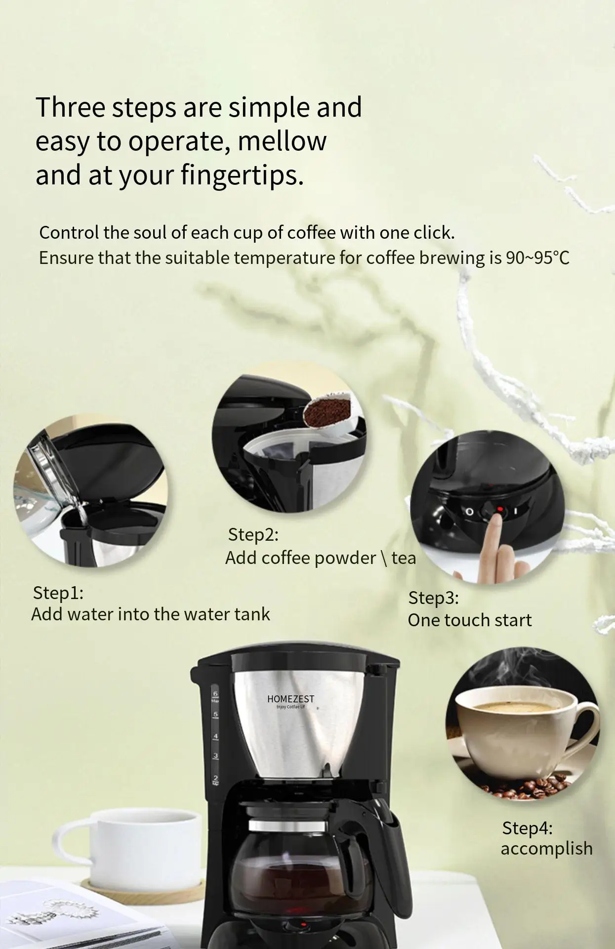 Домашняя маленькая американская полностью автоматическая офисная Кофеварка