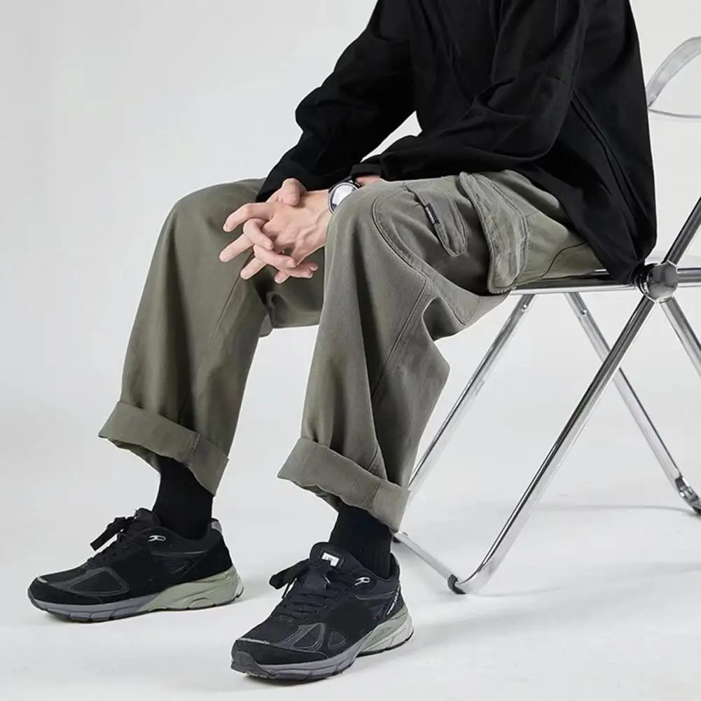 

Men Pants Loose Men Cargo Pants Elastic Waist Drawstring Cargo Pants