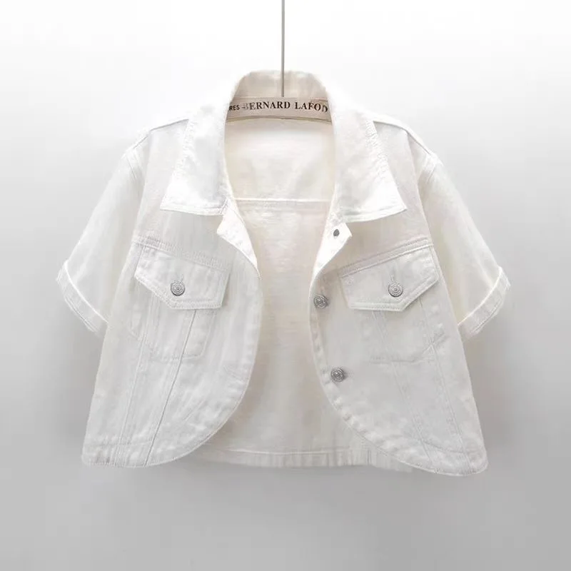 Летняя Новинка 2023 Повседневная джинсовая куртка Fdfklak с коротким рукавом женская