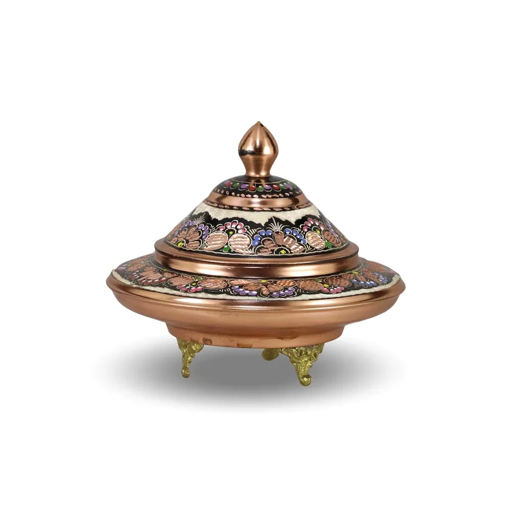 

Rose Flower Flip Copper Sugar Bowl Big size Copper Candy Container