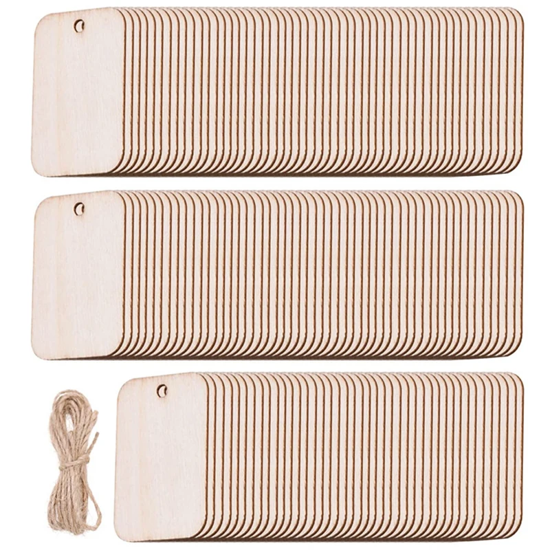 

Unfinished Woodcraft Slice Gift Tags Blank Wooden Hanging Label With Rope For Wedding Birthday Party Decor DIY Bookmark Crafts