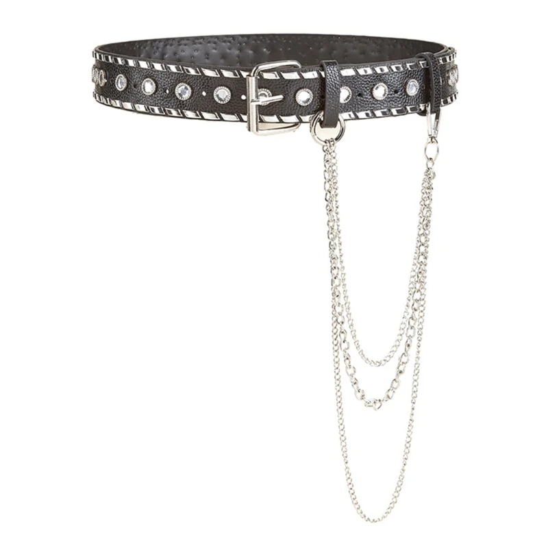 

M2EA Punk Skirt Belt Punk Black Waist Chain Belt Unisex Punk Rock Chain For Pant Street Trouser Fashion Jean Chain belt