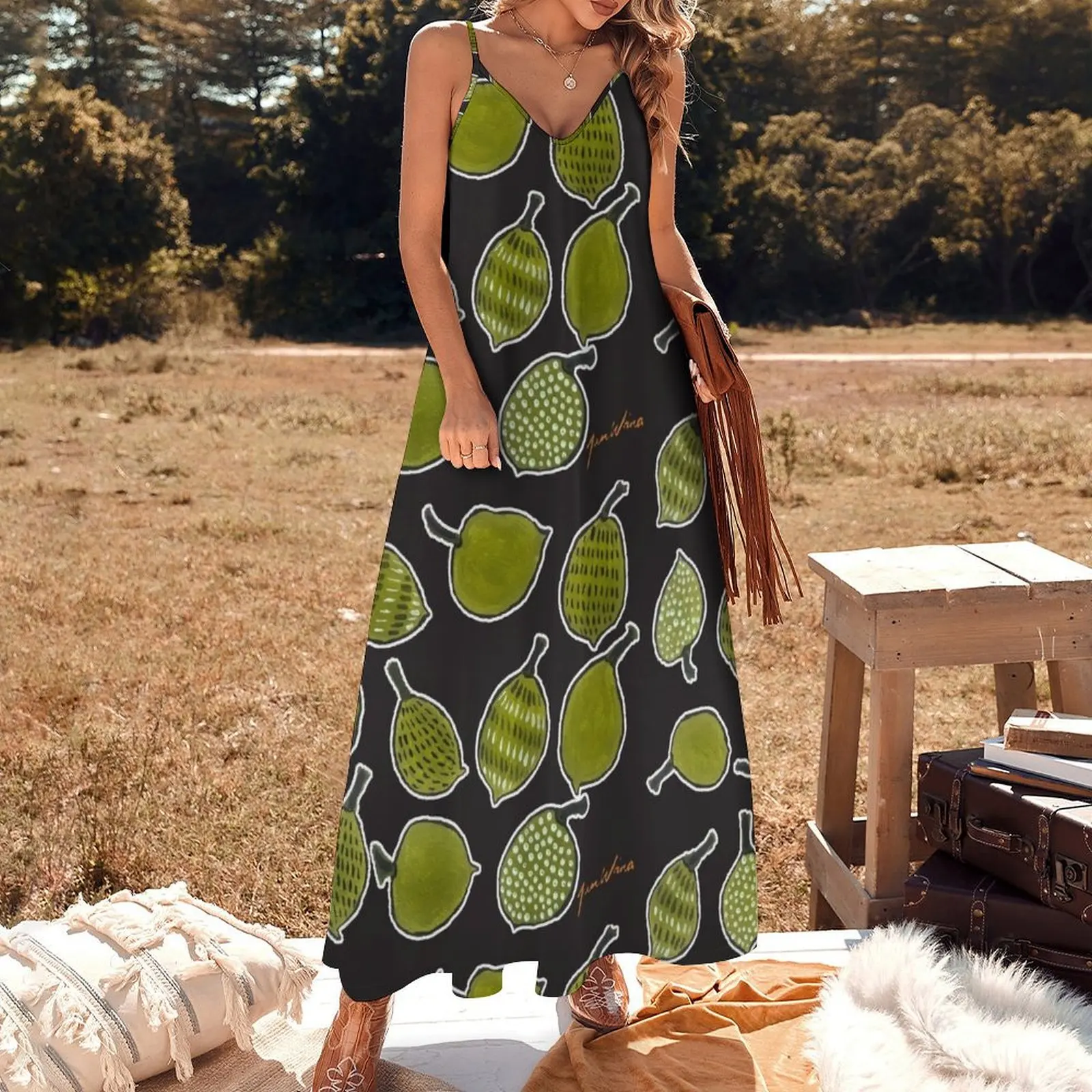 Jumulu - Boab nuts Длинное платье без рукавов шикарное и элегантное женское Платья