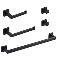 bathroom accessories sets 4 wall mounted towel bar robe hooks toilet paper roll holder black stainless steel hardware