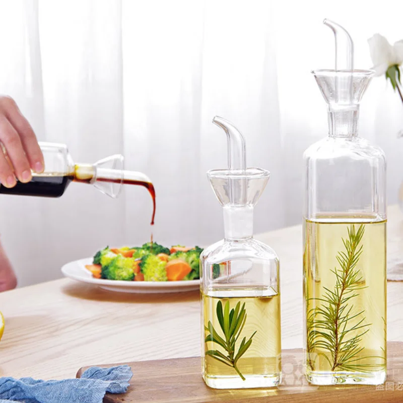 

Transparent Glass Olive Oil Vinegar Bottle Dispenser Sauce Kitchen Supplies Tools Condiment Bottle Household Kitchen Accessories
