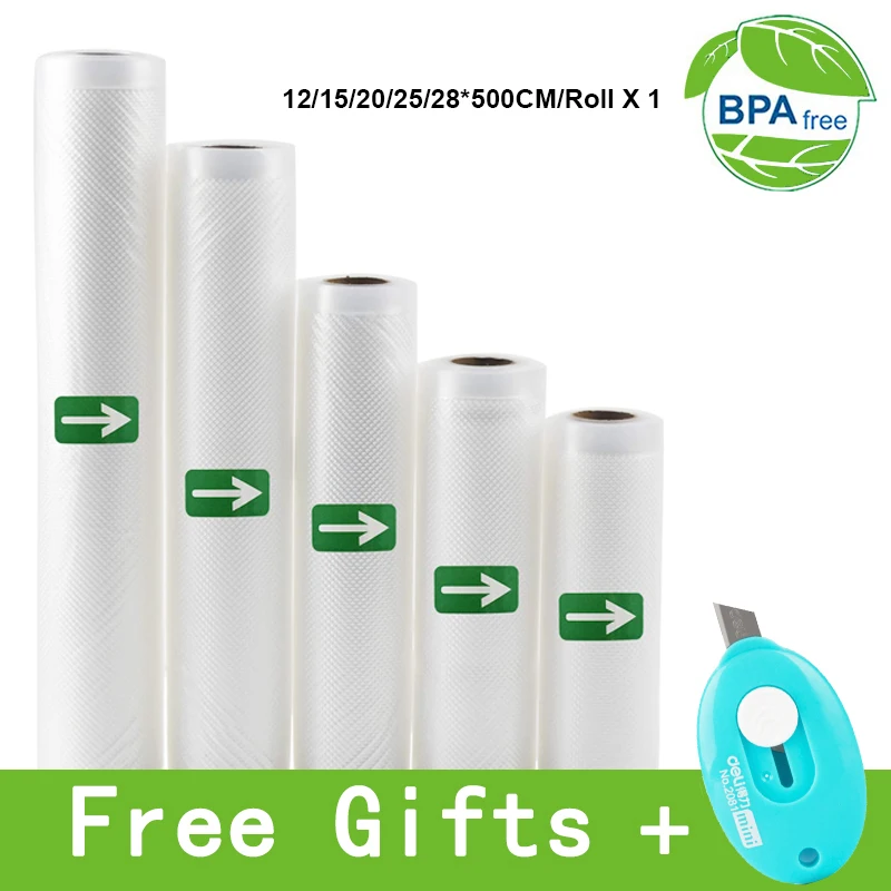 

5 Rolls/ 2 Rolls Lot Kitchen Food Vacuum Bag Storage Bags for Vacuum Sealer Food Keep 12+15+20+25+28cm*500cm