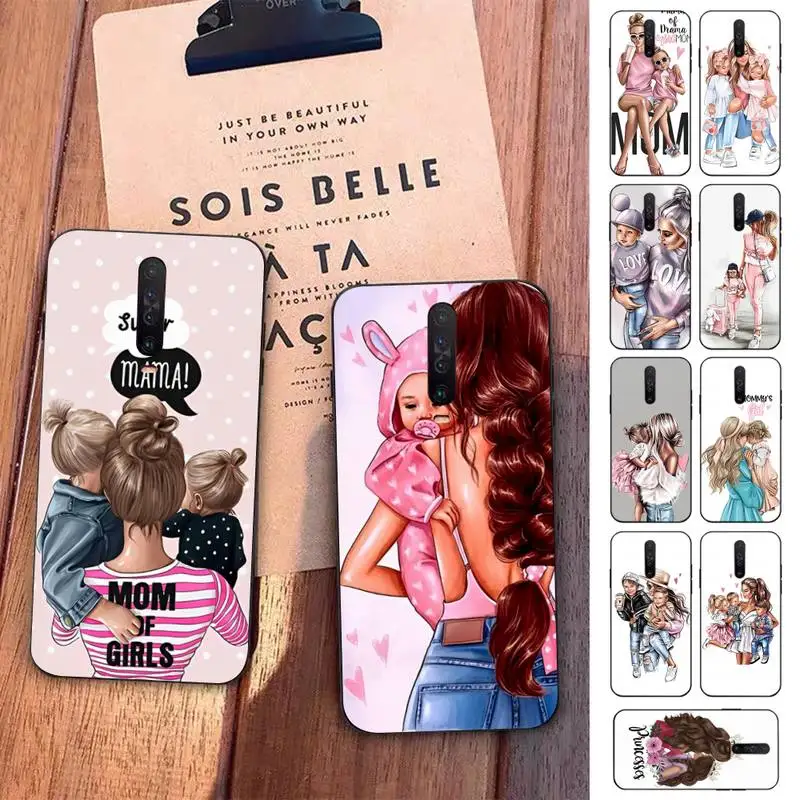 

Black Brown Hair Baby Mom Girl Son Phone Case For Redmi 5 6 7 8 9 10 plus pro 6 7 8 9 A GO K20 K30 K40 pro plus F3 Fundas
