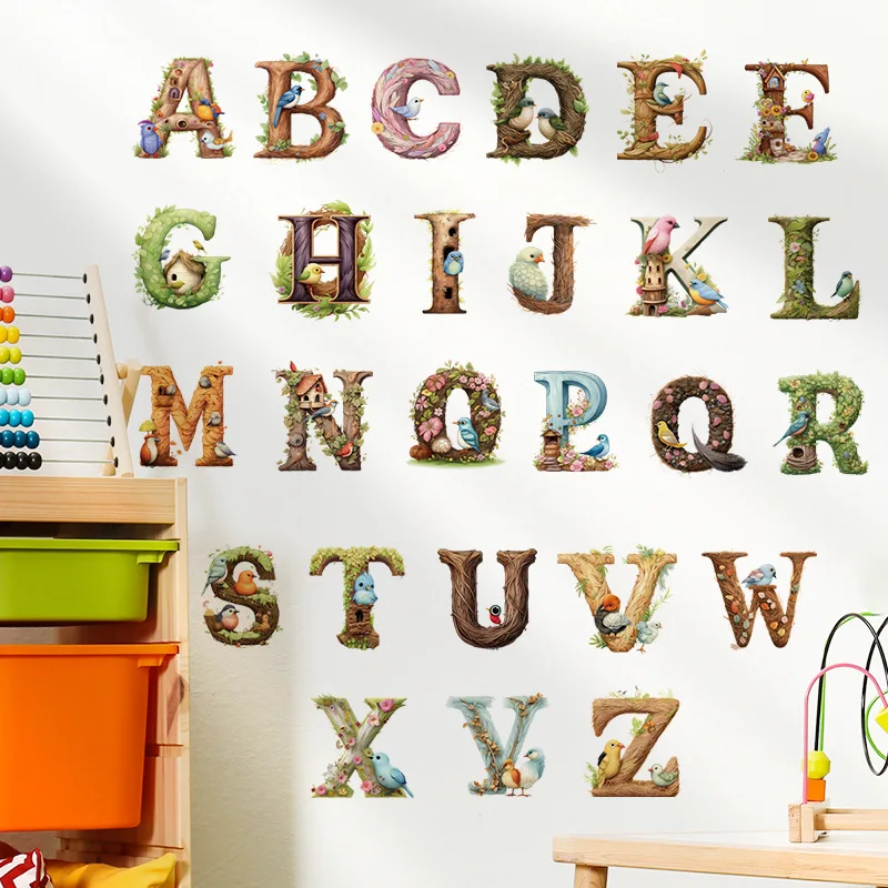 Милый виниловый алфавит настенные наклейки с буквами ABC украшение для детской
