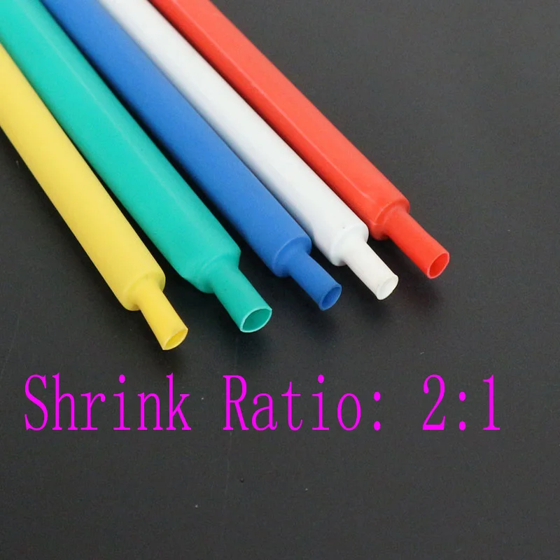 

Freeshipping 5Meter/Lot 2:1 Ratio 1/1.5/2/2.5/3/3.5/4/5/6/ To 50 Red Blue Green Yellow Black Color Heat Shrink Tubing Sleeving