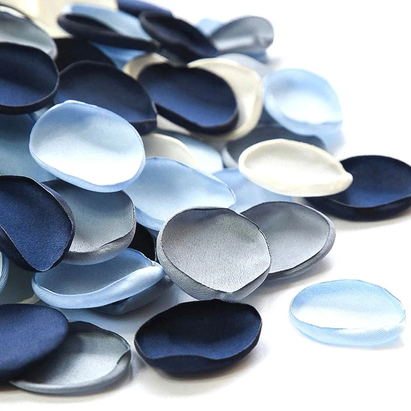 

500Pcs Silk Rose Petals Dusty Blue Navy Flower Petals for Wedding Flower Girl Basket Aisle Scatter Dinner Table Party
