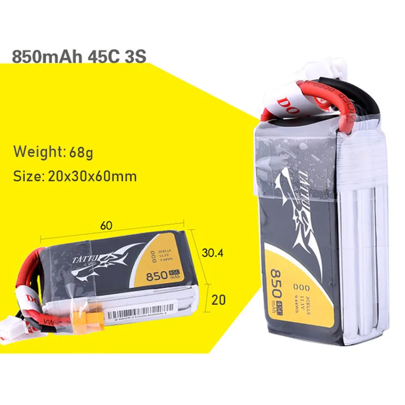 

BT Lipo Battry 11.1V 3S 45C 850mAh&1500mAh Li-Poly Battery For FLY WING FW200 RC Helicoper