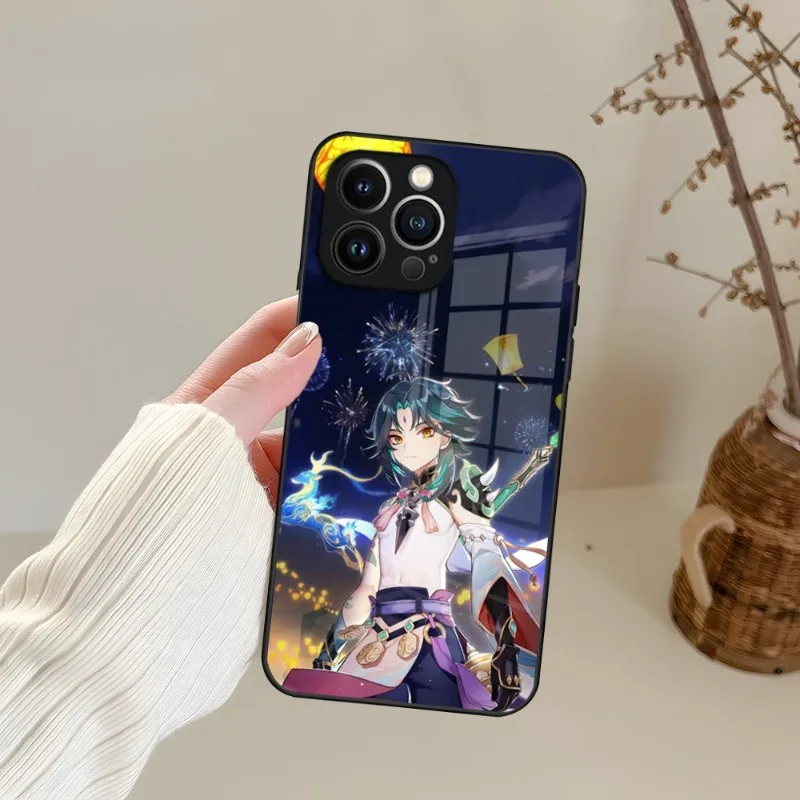 Чехол для телефона Genshin Impact Xiao закаленное стекло IPhone 13 14 12 11 Pro XS Max Plus Mini X XR 8 7 6s SE2020